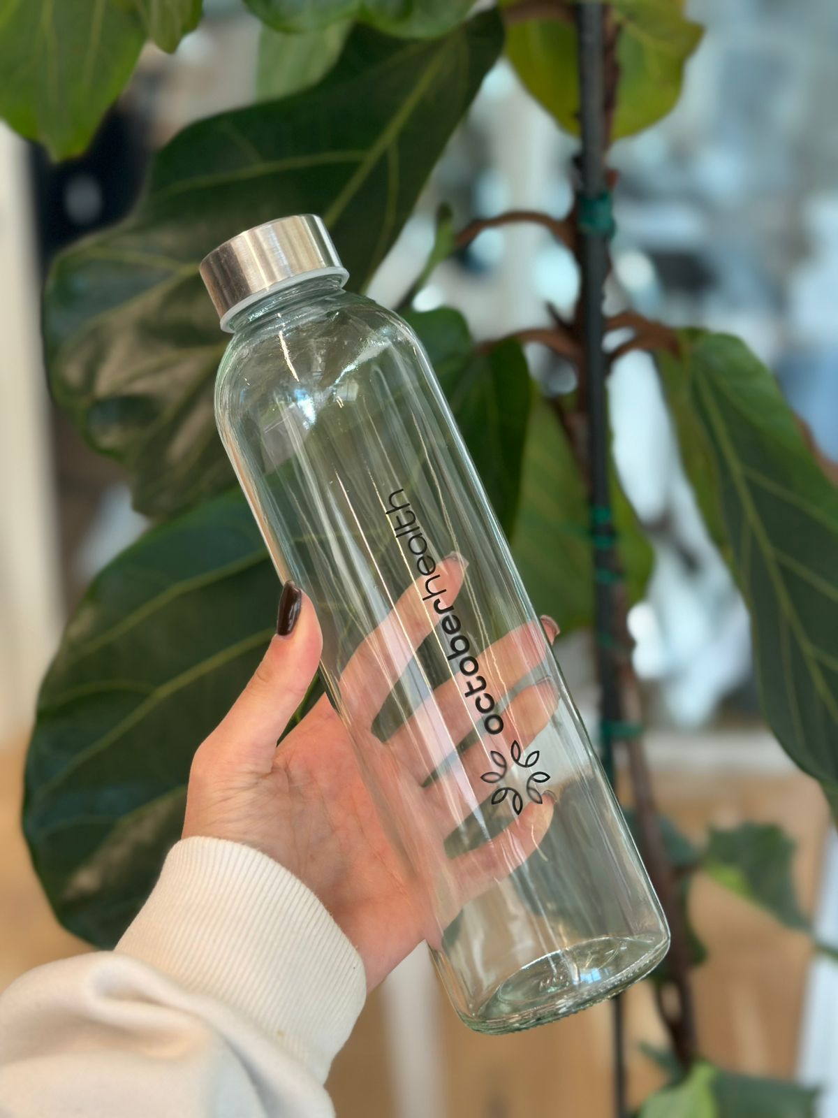 October Health branded water bottle